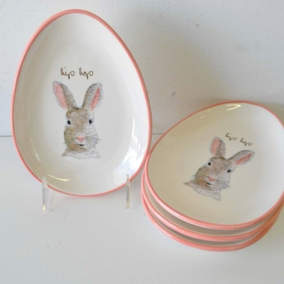 RAE DUNN Artisan Collection Set of 4 Vintage Easter Bunny Rabbit Ceramic Dishes - Picture 1 of 7
